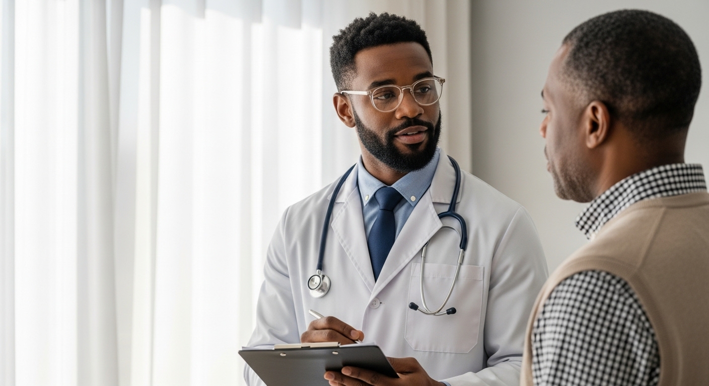 Doctor listening to a patient during a consultation